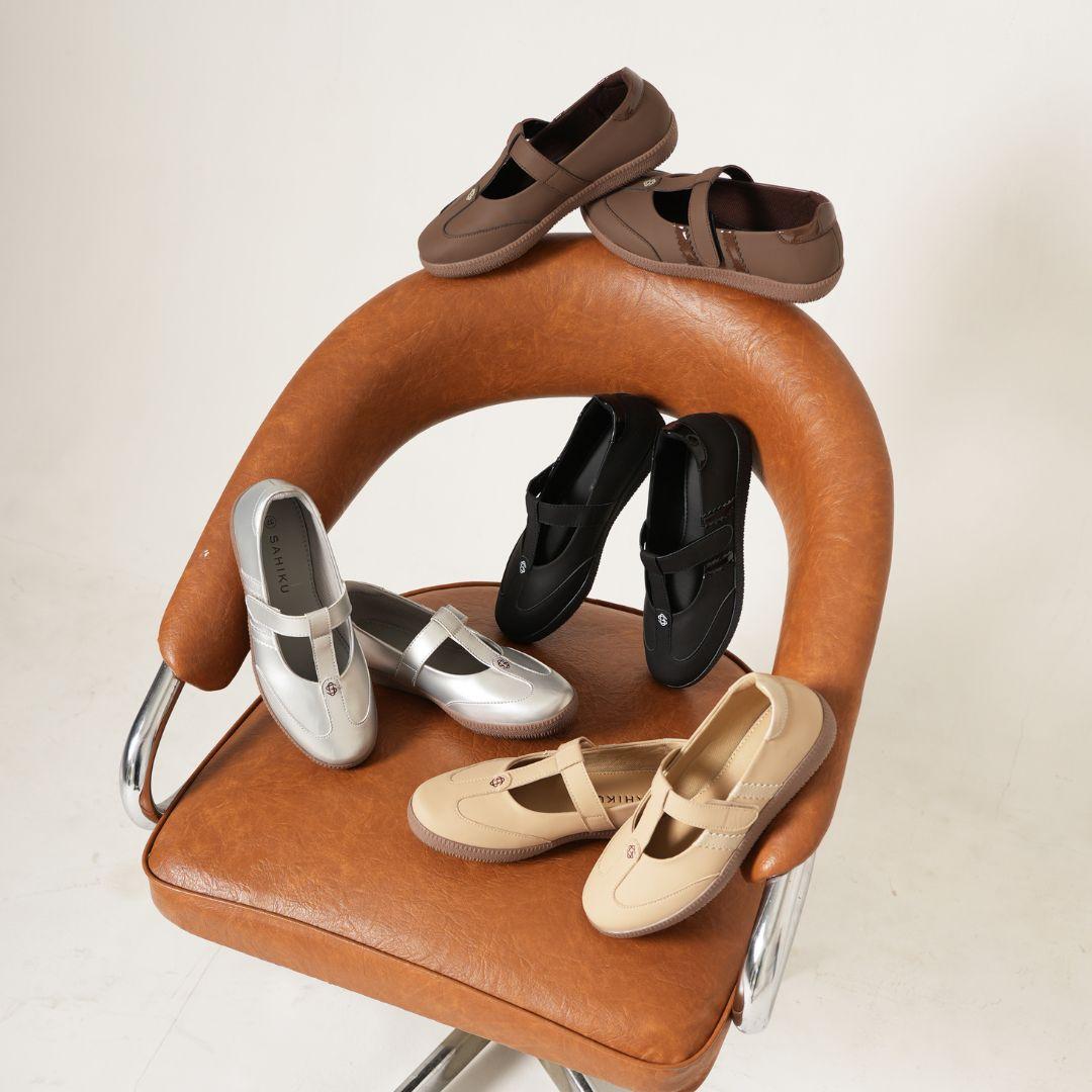 SAHIKU Celina Sepatu Sneakers Ballerina Wanita Sneakerina Cewek Sekolah Mary Jane Balet Casual Ringan