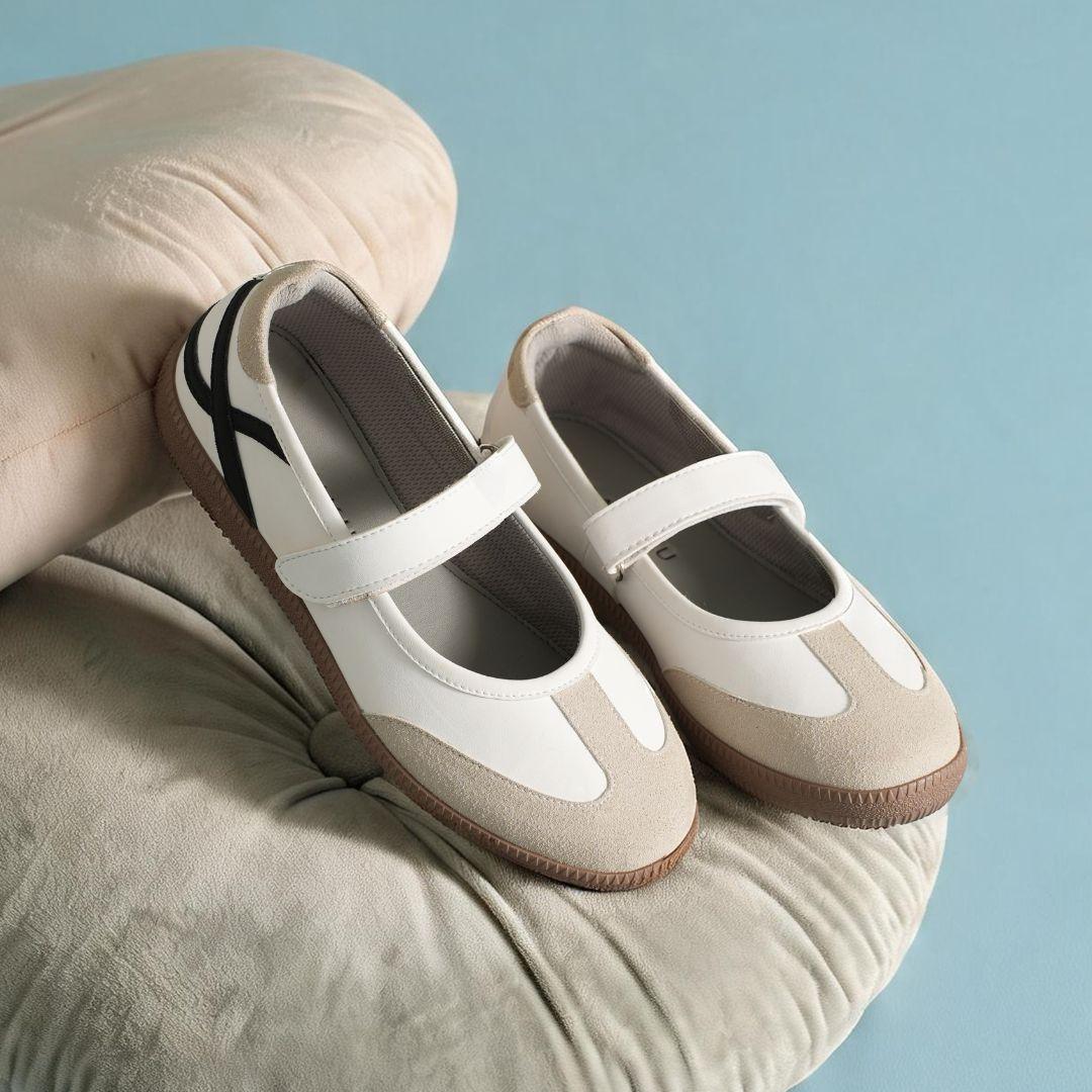 SAHIKU Velora Sepatu Sneakers Ballerina Wanita Sneakerina Cewek Sekolah Mary Jane Balet Casual Ringan