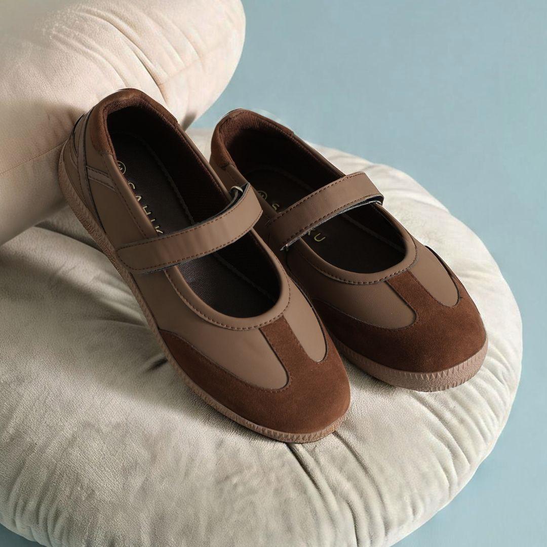 SAHIKU Velora Sepatu Sneakers Ballerina Wanita Sneakerina Cewek Sekolah Mary Jane Balet Casual Ringan