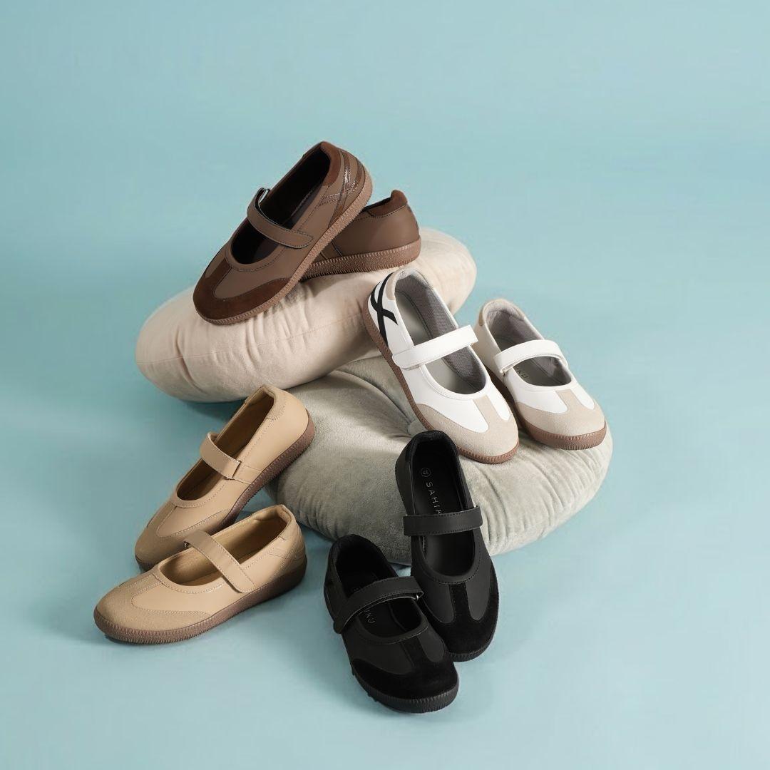 SAHIKU Velora Sepatu Sneakers Ballerina Wanita Sneakerina Cewek Sekolah Mary Jane Balet Casual Ringan