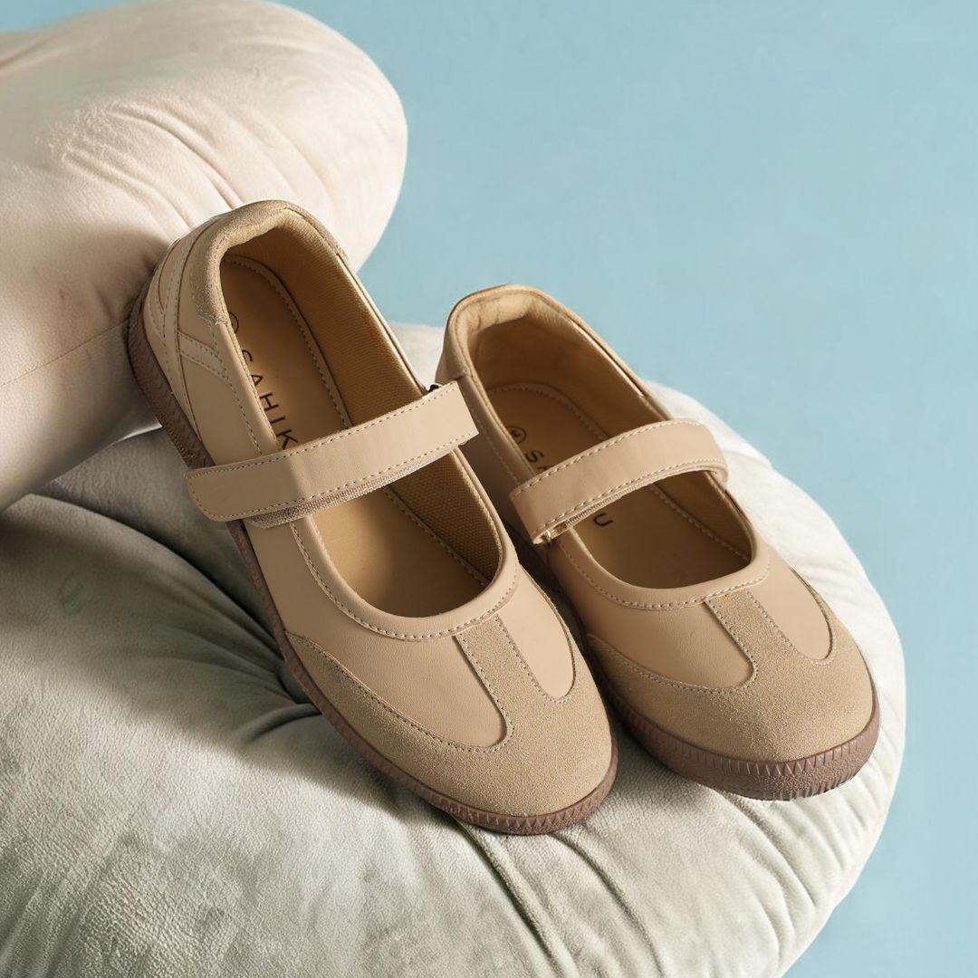 SAHIKU Velora Sepatu Sneakers Ballerina Wanita Sneakerina Cewek Sekolah Mary Jane Balet Casual Ringan